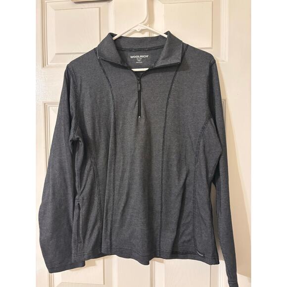 Woolrich black and gray pullover long sleeve top sz large - Picture 1 of 10